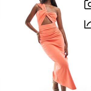 ASOS coral one shoulder dress